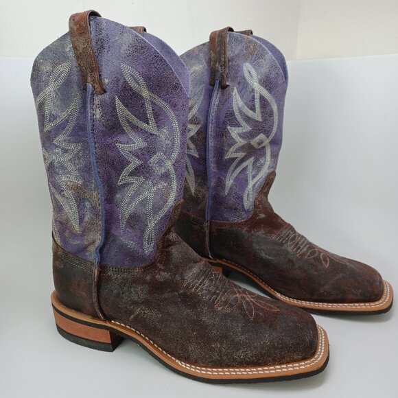 Justin Boots Brown Purple Leather Western Cowgirl Rodeo Womens 8.5 NEW - Picture 9 of 15